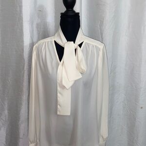 Zac & Rachel Cream Blouse with Stylish Neck Tie